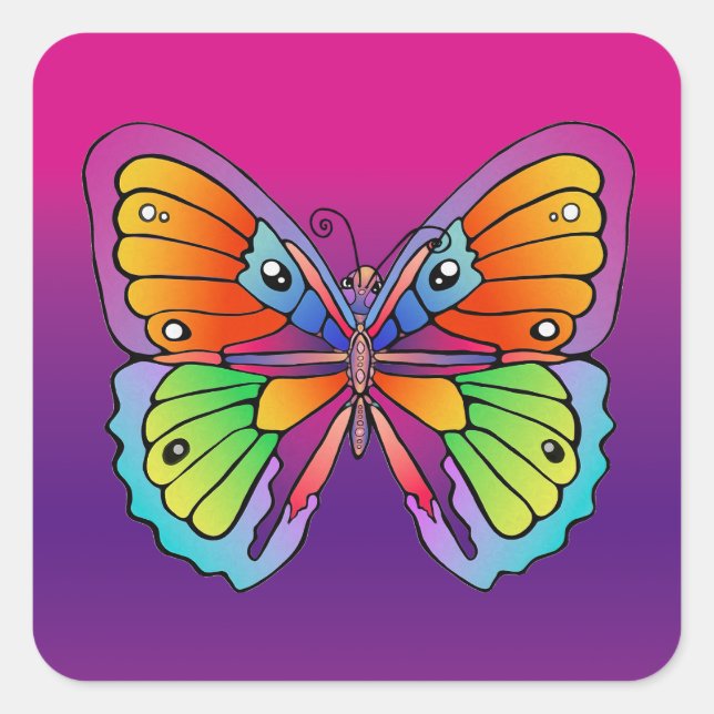 Adesivo Quadrado Design de borboleta (Frente)