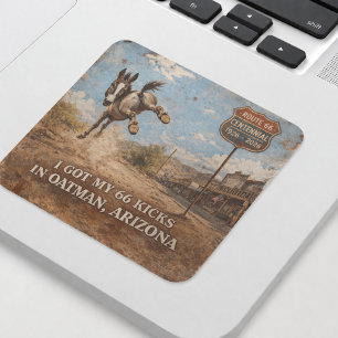 Adesivo Quadrado Design de Burro de Oatman do Centenário da Rota 66