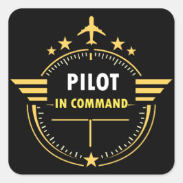 Adesivo Quadrado Design de Caneca de Piloto de Aviação Personalizad