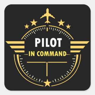 Adesivo Quadrado Design de Caneca de Piloto de Aviação Personalizad