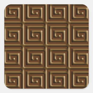 Adesivo Quadrado Design de chave grega - chocolate escuro