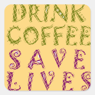 Adesivo Quadrado Design de Citação de Selfie de Café Engraçado