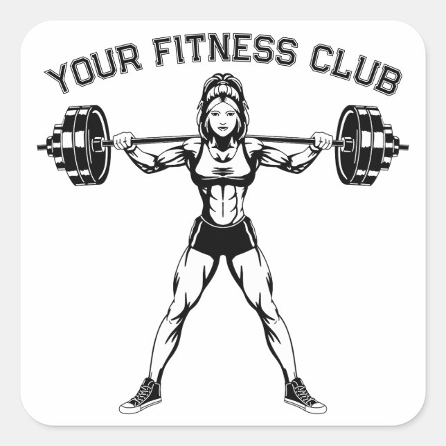 Adesivo Quadrado Design de Clube de Malhação Personalizado com Arte (Frente)