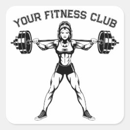 Adesivo Quadrado Design de Clube de Malhação Personalizado com Arte