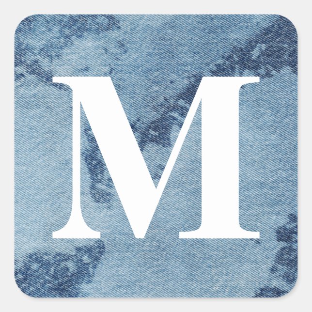 Adesivo Quadrado Design de Denim Lavado #9 @ Emporio Moffa (Frente)