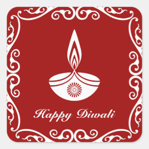Adesivo Quadrado Design de Diwali decorativo personalizado