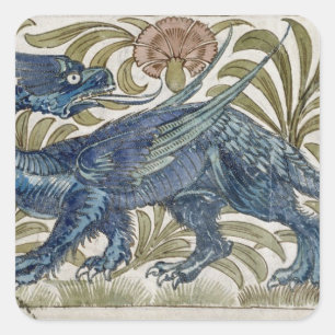 Adesivo Quadrado design de 'Dragão' para um azulejo (c/c no papel)