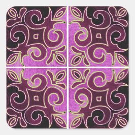 Adesivo Quadrado Design de espiral escura inspirado em Azulejos por