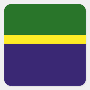 Adesivo Quadrado Design de Estilo de Bloco de Cor Azul Verde