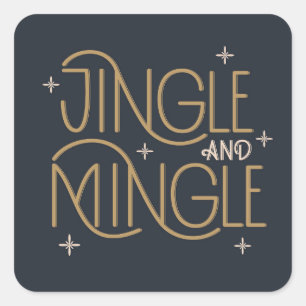 Adesivo Quadrado Design de Festivo Jingle e Mingle Holiday