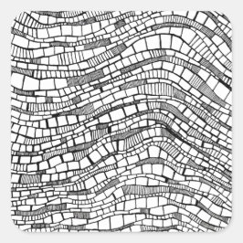 Adesivo Quadrado Design de Formas Abstratas em Preto e Branco