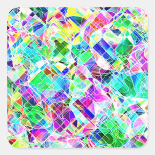 Adesivo Quadrado design de fragmentos coloridos fofos