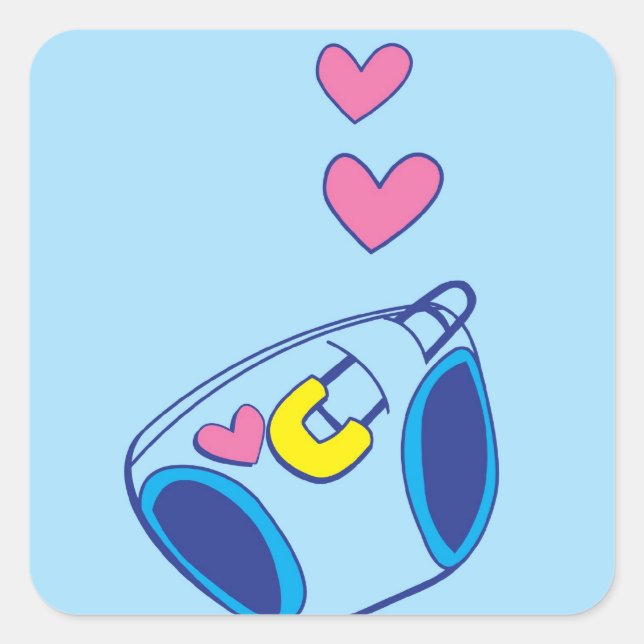 Adesivo Quadrado Design de Fralda de  de bebê azul-branca de saudaç (Frente)