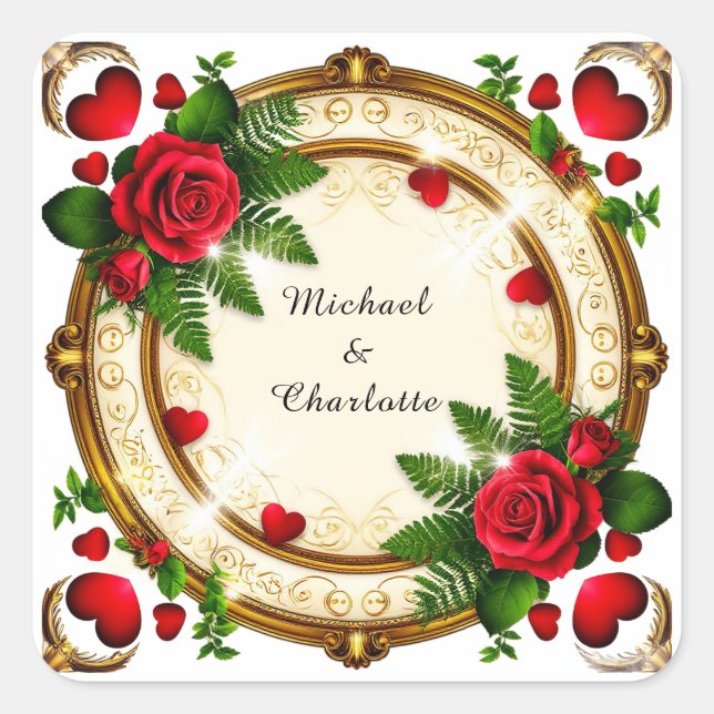 Adesivo Quadrado Design de Frame Floral Vibrante (Frente)