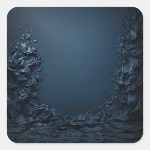 Adesivo Quadrado Design de Fundo Azul Escuro Estético Vintage