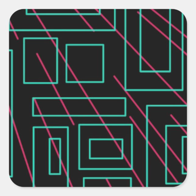 Adesivo Quadrado design de fundo preto (Frente)