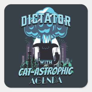 Adesivo Quadrado Design de Gato Engraçado Catastrófico