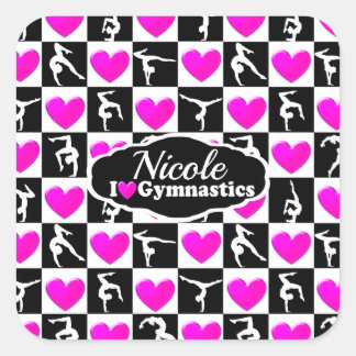 Adesivo Quadrado Design DE GIMNASTE PERSONALIZADO, DE TINTO E PRETO