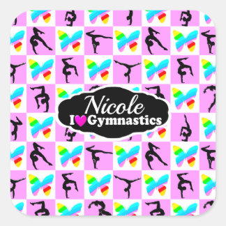 Adesivo Quadrado DESIGN DE GINÁSTICA DE PILHA bonito