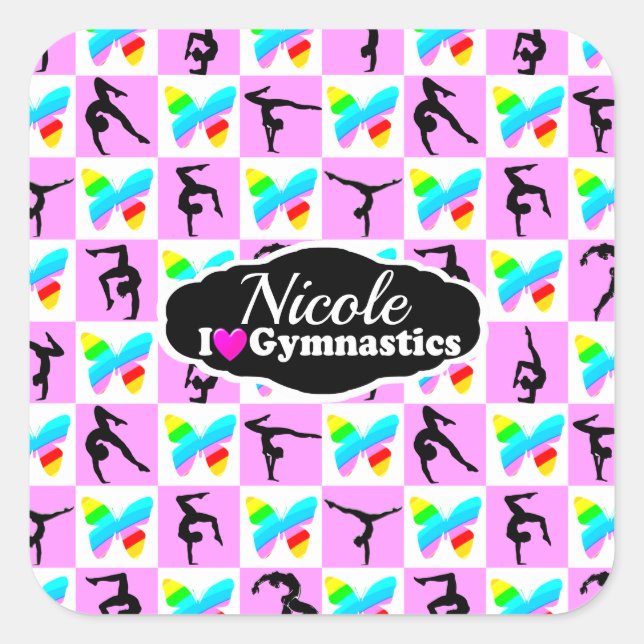 Adesivo Quadrado DESIGN DE GINÁSTICA DE PILHA bonito (Frente)