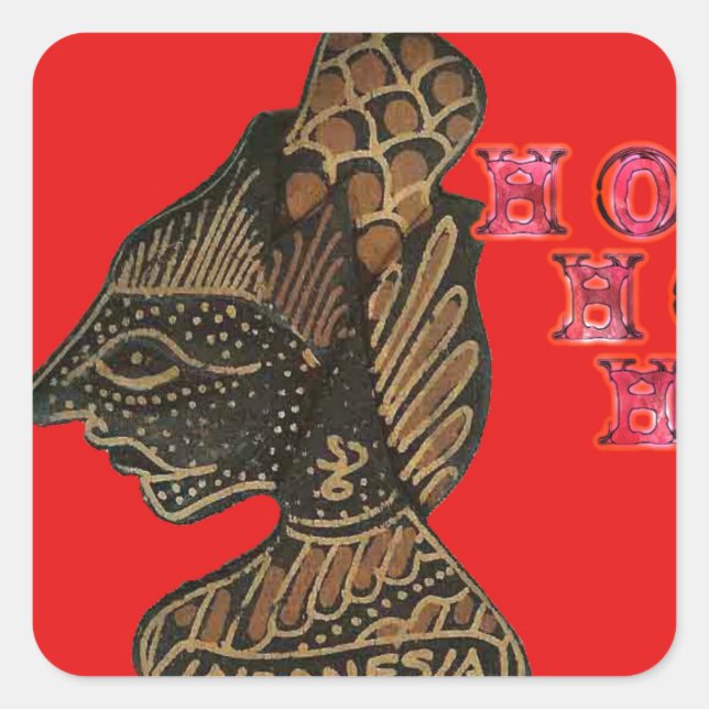 Adesivo Quadrado Design de Hohoho na canvas Vermelha da Indonésia S (Frente)