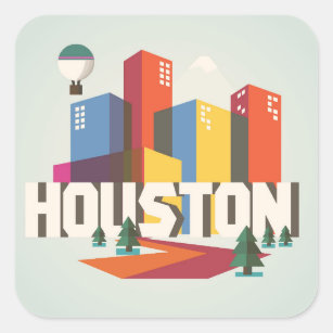 Adesivo Quadrado Design de Houston, arquitectura da cidade de Texas