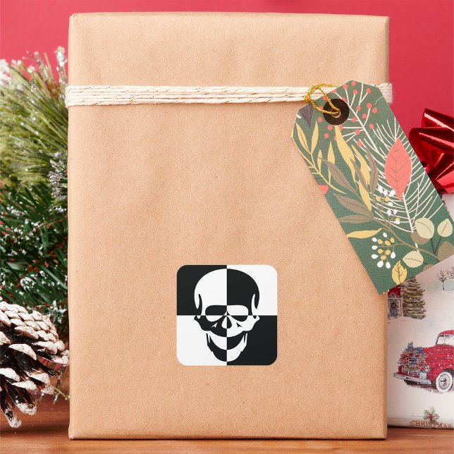 Adesivo Quadrado Design de Illusão Óptica Branca e Negra Negra (Criador carregado)