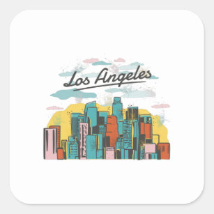 Adesivo Quadrado Design de linha do horizonte de Los Angeles