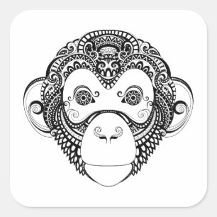 Adesivo Quadrado Design de macaco inspirado