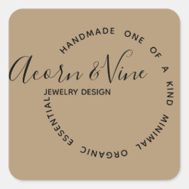 Adesivo Quadrado Design de marca profissional moderno | Cor Kraft