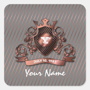 Adesivo Quadrado Design de Monograma Elegante Minimalista Personali