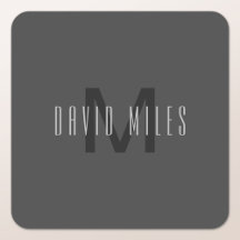 Design de Monograma Mínimo Moderno Cinza Escuro Ed