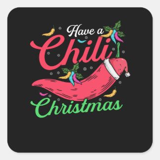 Adesivo Quadrado Design de Natal com pimenta quente, Unisex