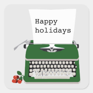 Adesivo Quadrado design de Natal para máquinas de escrever de Vint
