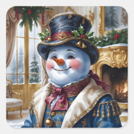Adesivo Quadrado Design de Natal Vitoriano Snowman