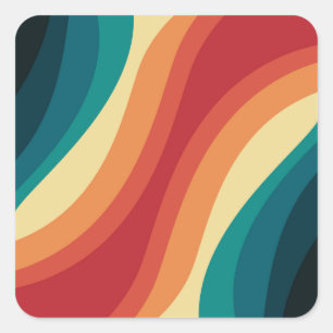 Adesivo Quadrado Design de ondas de estilo retrorreflector multicol