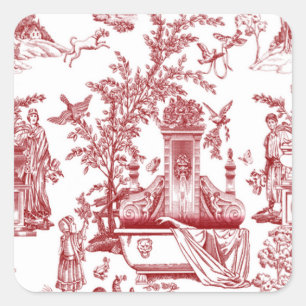 Adesivo Quadrado Design de Padrão de Toile Vermelho