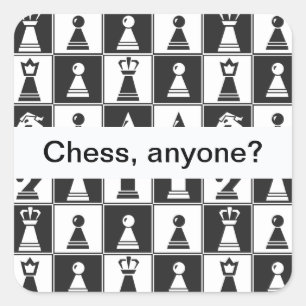 Adesivo Quadrado Design de Peças de Xadrez