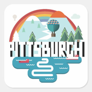 Adesivo Quadrado Design de Pittsburgh, arquitectura da cidade de