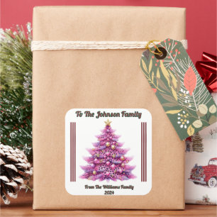 Adesivo Quadrado Design de presentes de Natal brilhante