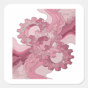 Adesivo Quadrado Design de rótulo abstrato rosa único