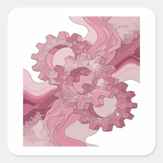 Adesivo Quadrado Design de rótulo abstrato rosa único (Frente)
