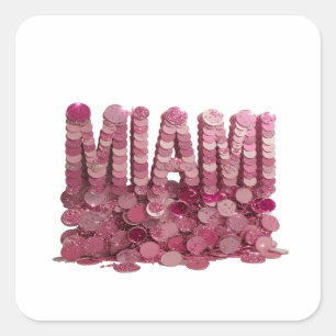Adesivo Quadrado Design de rótulo cor-de-rosa alegre MIAMI