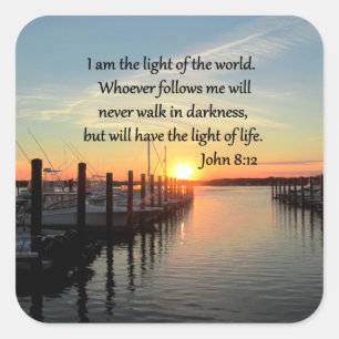 ADESIVO QUADRADO DESIGN DE SCRIPTURE DE JOHN 8;12 PREENCHIDO COM ES