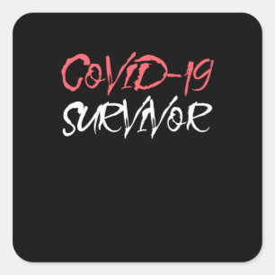 Adesivo Quadrado Design de Sensibilização para Sobrevivência do Vír