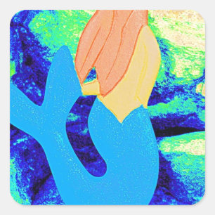 Adesivo Quadrado design de sereia de cauda azul