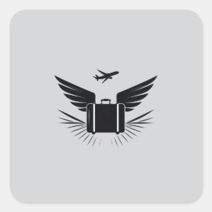 Adesivo Quadrado Design de silhueta preta de uma mala viagem