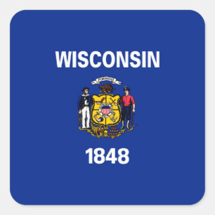 Adesivo Quadrado Design de Sinalizador do Estado de Wisconsin