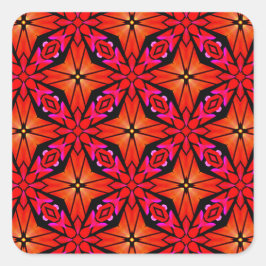 Adesivo Quadrado Design de Starburst Vermelho