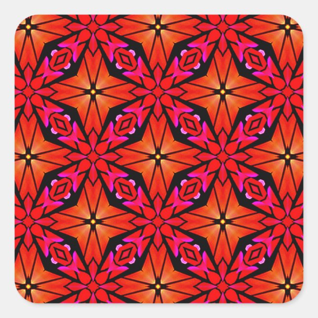 Adesivo Quadrado Design de Starburst Vermelho (Frente)